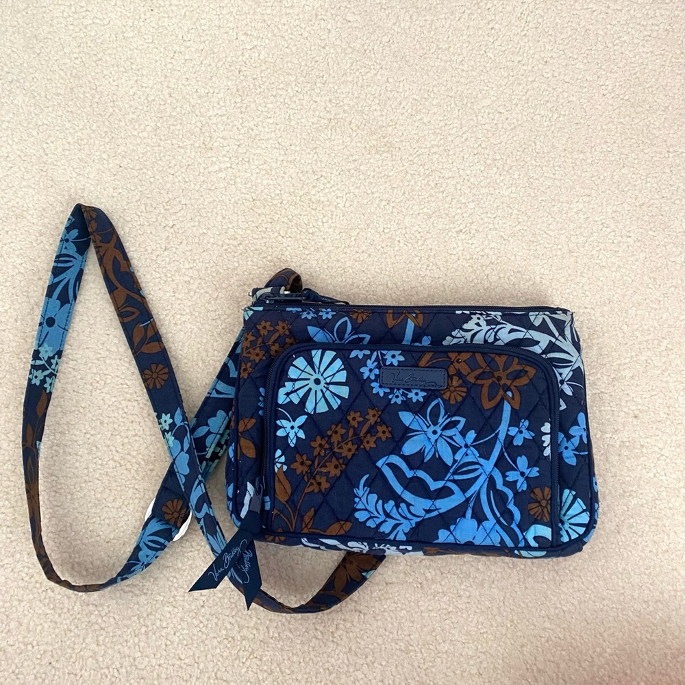 Vera Bradley Little Hipster Java Blue Floral Crossbody Purse